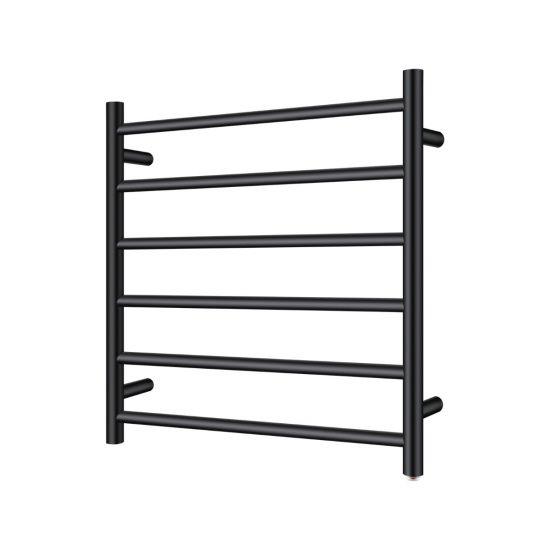 Round Black Electric Heated Towel Rack 6 Bars - Living and Bathroom