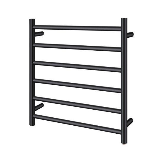 Round Black Electric Heated Towel Rack 6 Bars - Living and Bathroom