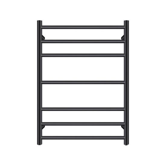 Round Matte Black Electric Heated Towel Rack 7 Bars - Living and Bathroom