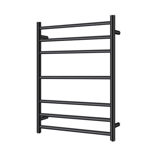 Round Matte Black Electric Heated Towel Rack 7 Bars - Living and Bathroom