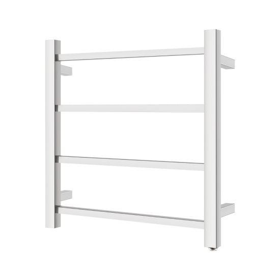 Square Chrome Electric Heated Towel Rack 4 Bars - Living and Bathroom