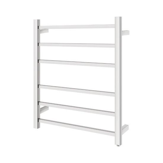 Square Chrome Electric Heated Towel Rack 6 Bars - Living and Bathroom