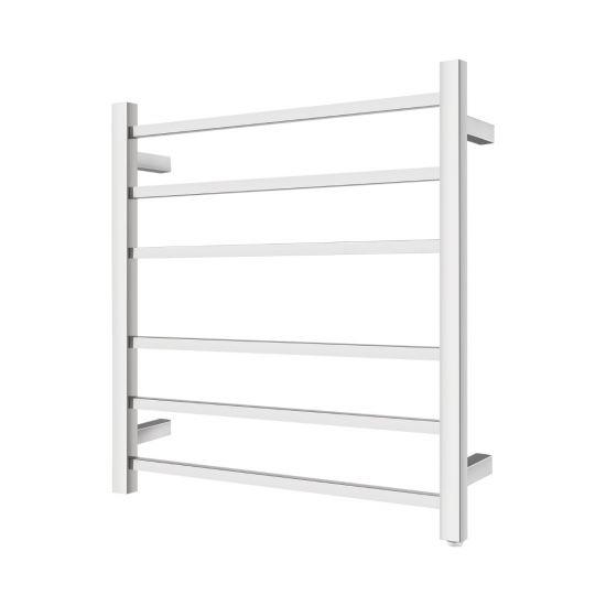 Square Chrome Electric Heated Towel Rack 6 Bars - Living and Bathroom