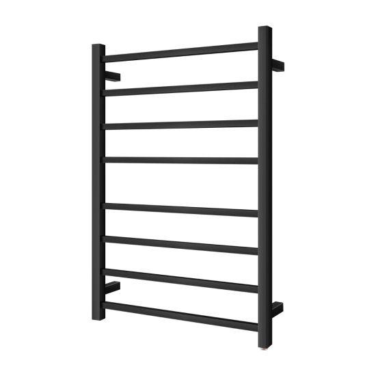 Square Black Electric Heated Towel Rack 8 Bars - Living and Bathroom