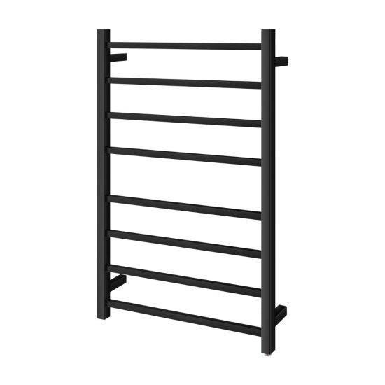 Square Black Electric Heated Towel Rack 8 Bars - Living and Bathroom