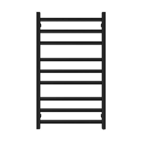 Square Matte Black Electric Heated Towel Rack 9 Bars - Living and Bathroom