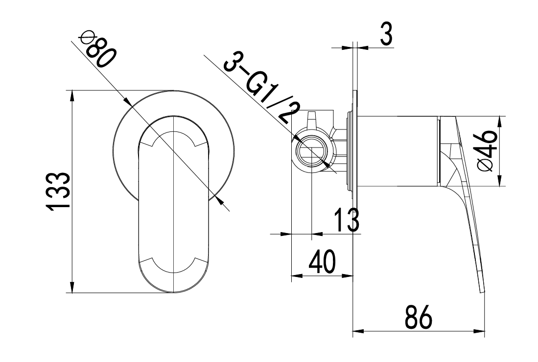 Ikon Sulu II Wall Mixer Rough-In Body