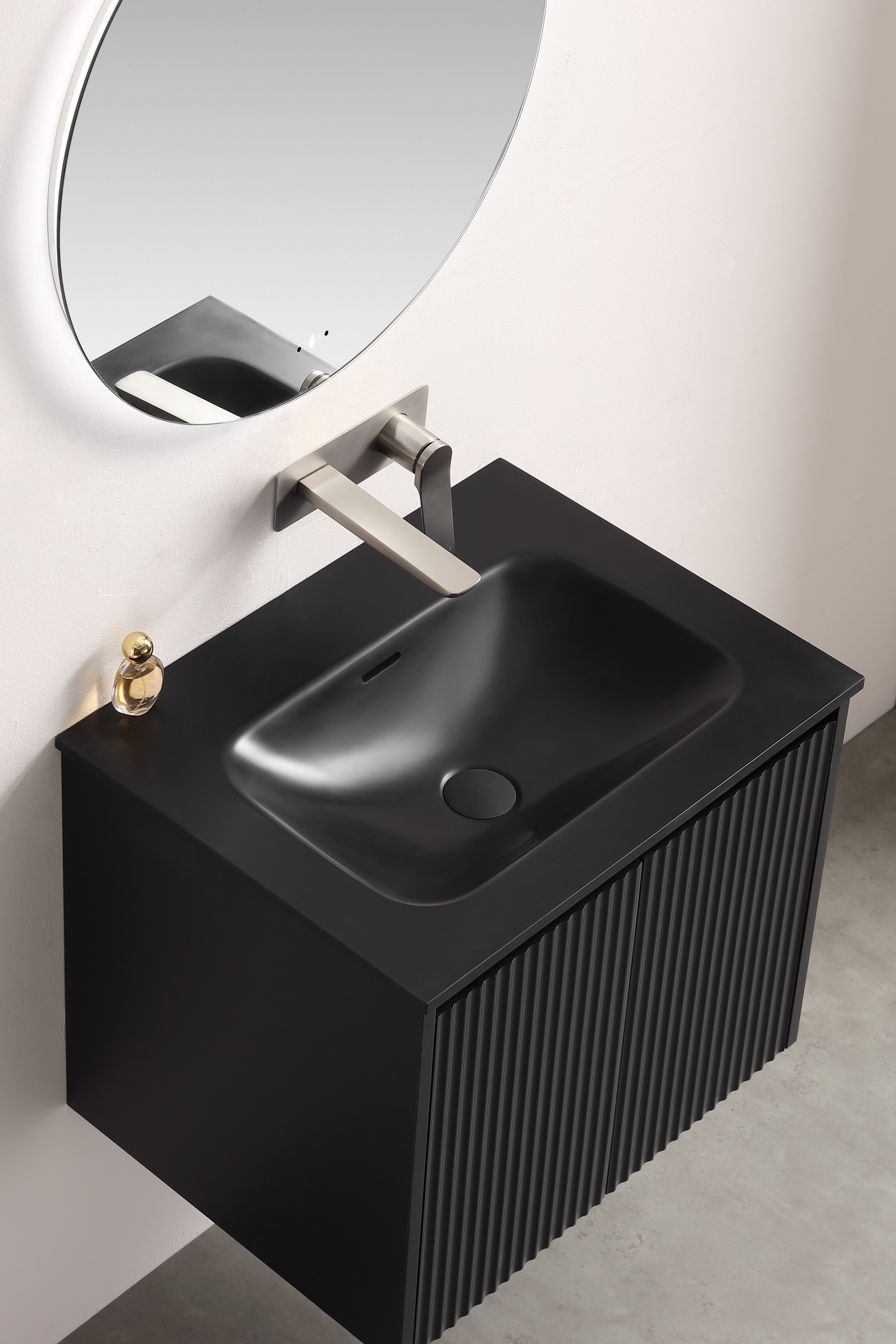 Solid Surface Stone with integrated Basin Matte Black