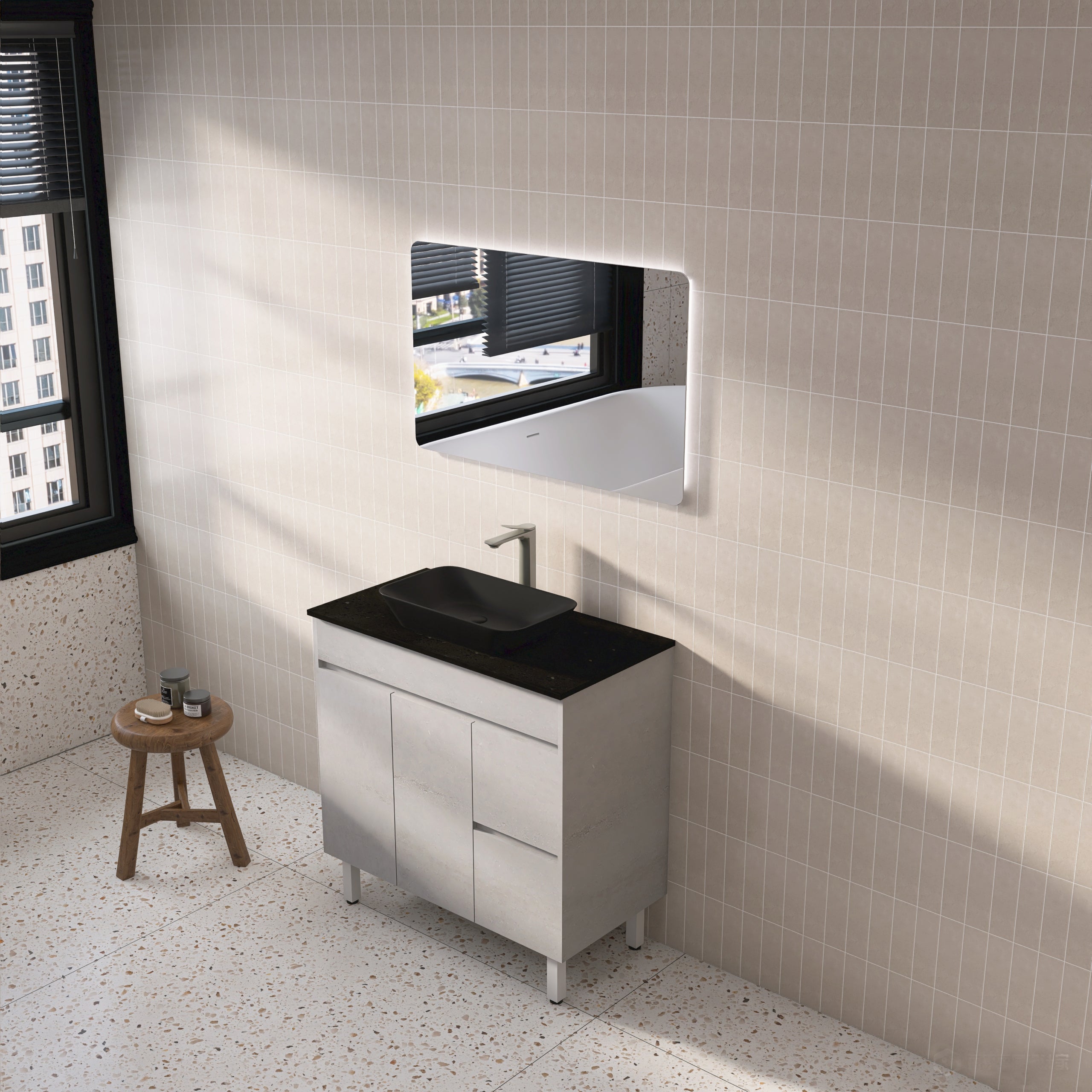 Nova Plywood Freestanding Bathroom Vanity Concrete Grey