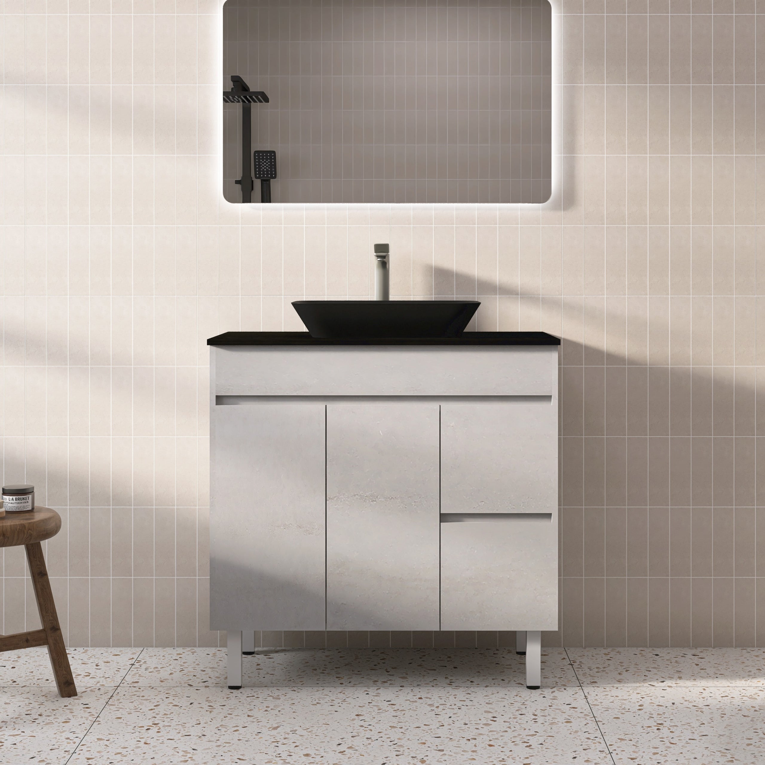 Nova Plywood Freestanding Bathroom Vanity Concrete Grey