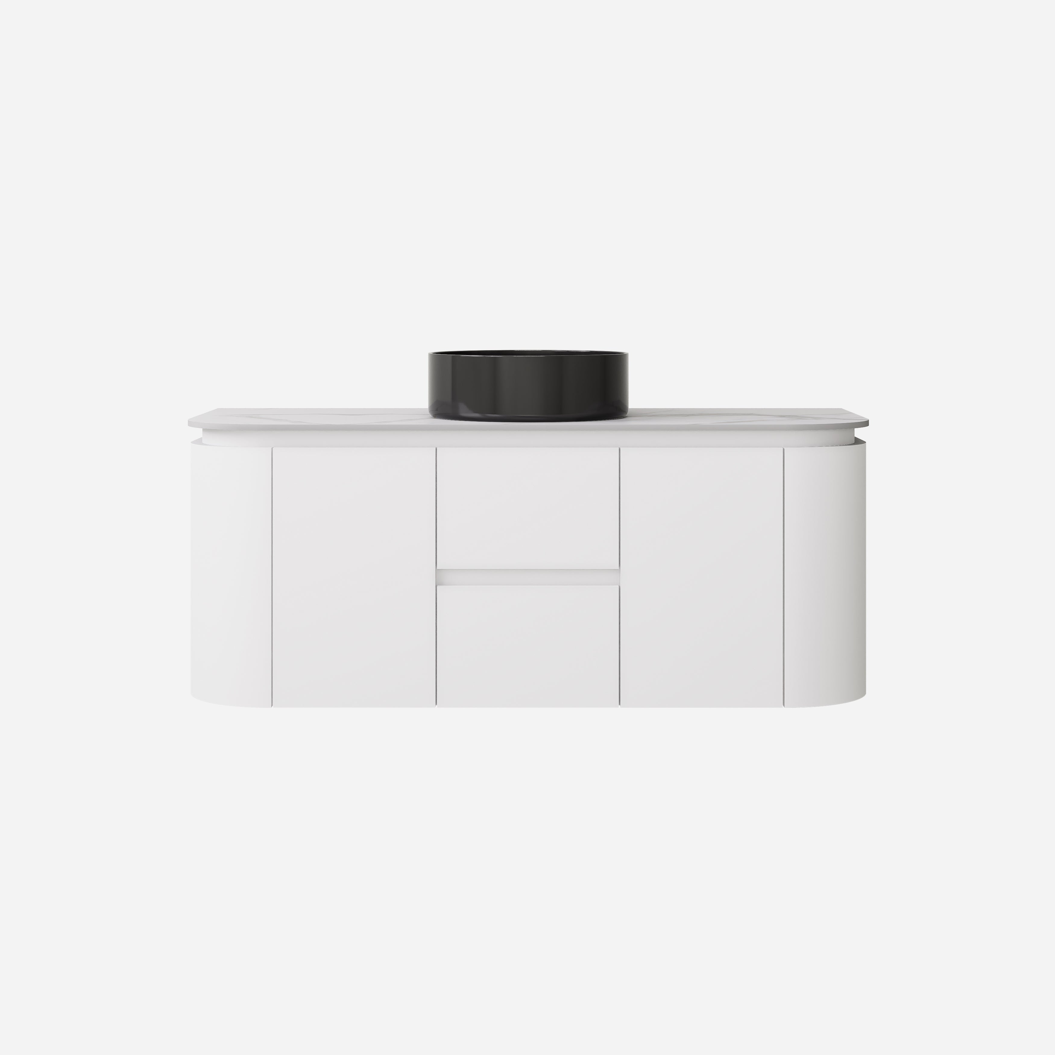 Devito Modern Curve Wall Hung Vanity PVC Cabinet Matte White