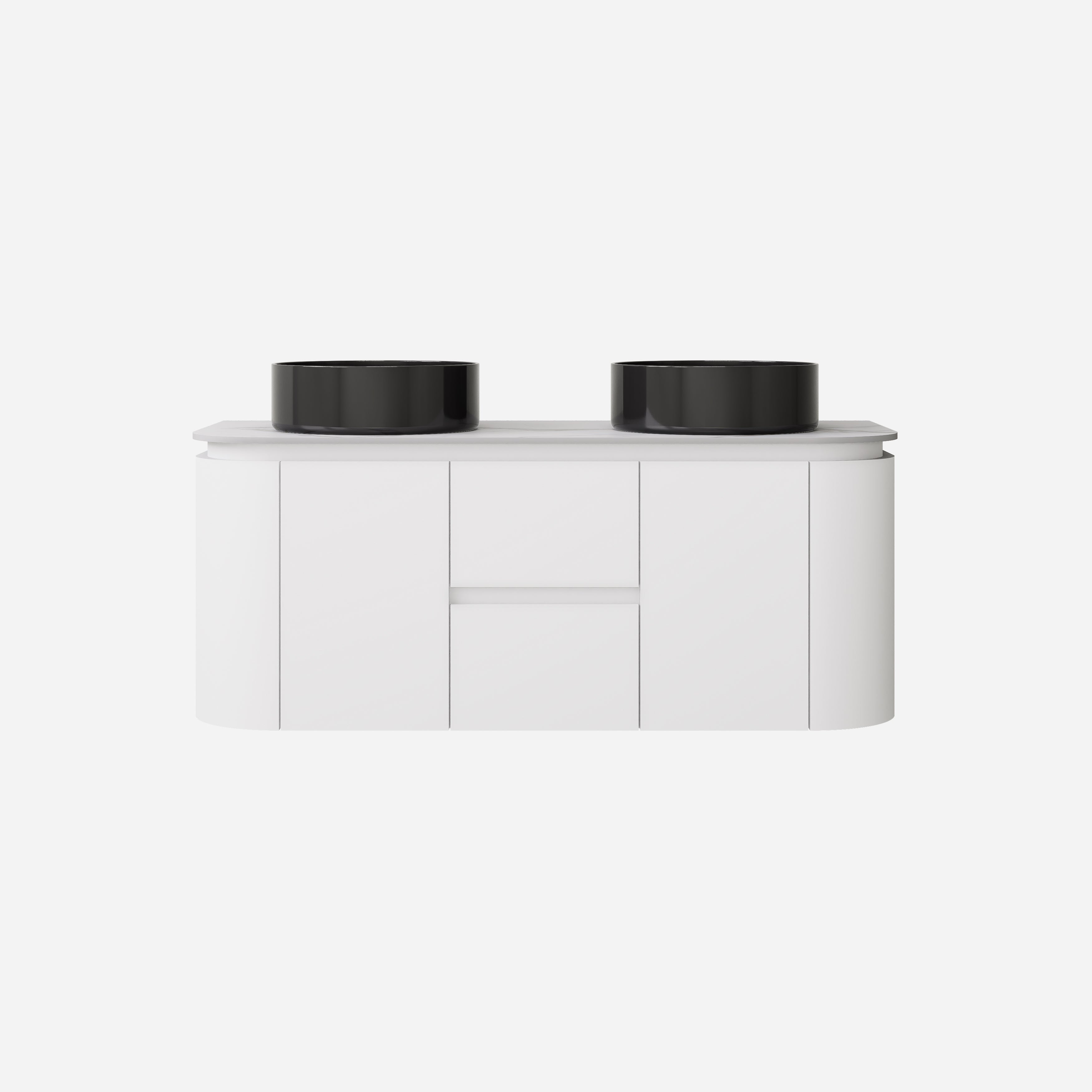 Devito Modern Curve Wall Hung Vanity PVC Cabinet Matte White