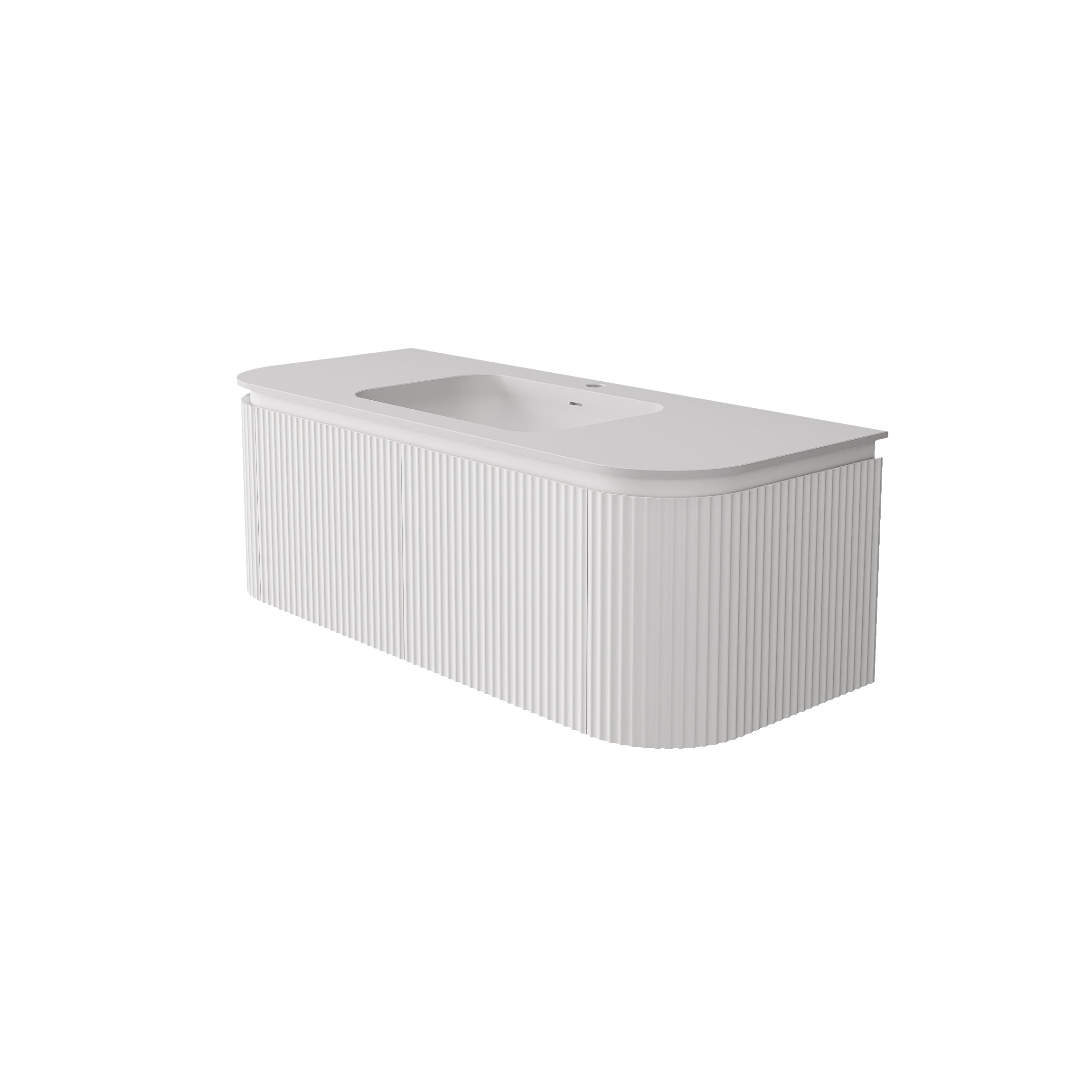 Estella Modern Curve Wall Hung Vanity PVC Cabinet Matte White