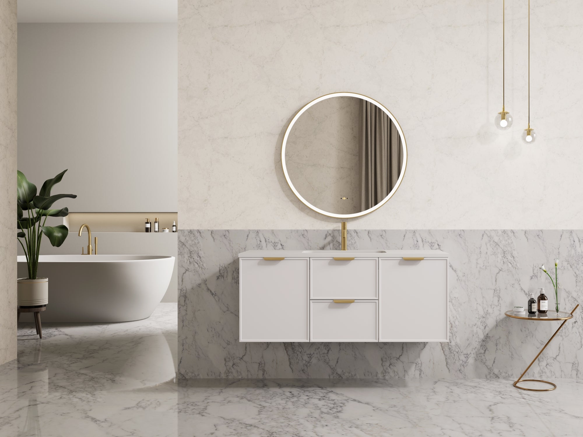 Miami PVC Waterproof Wall Hung Bathroom Vanity Matte White