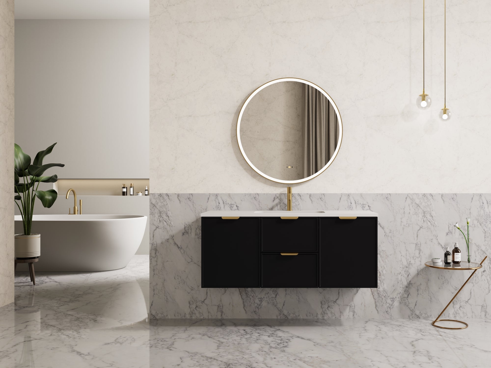 Miami PVC Waterproof Wall Hung Bathroom Vanity Matte Black