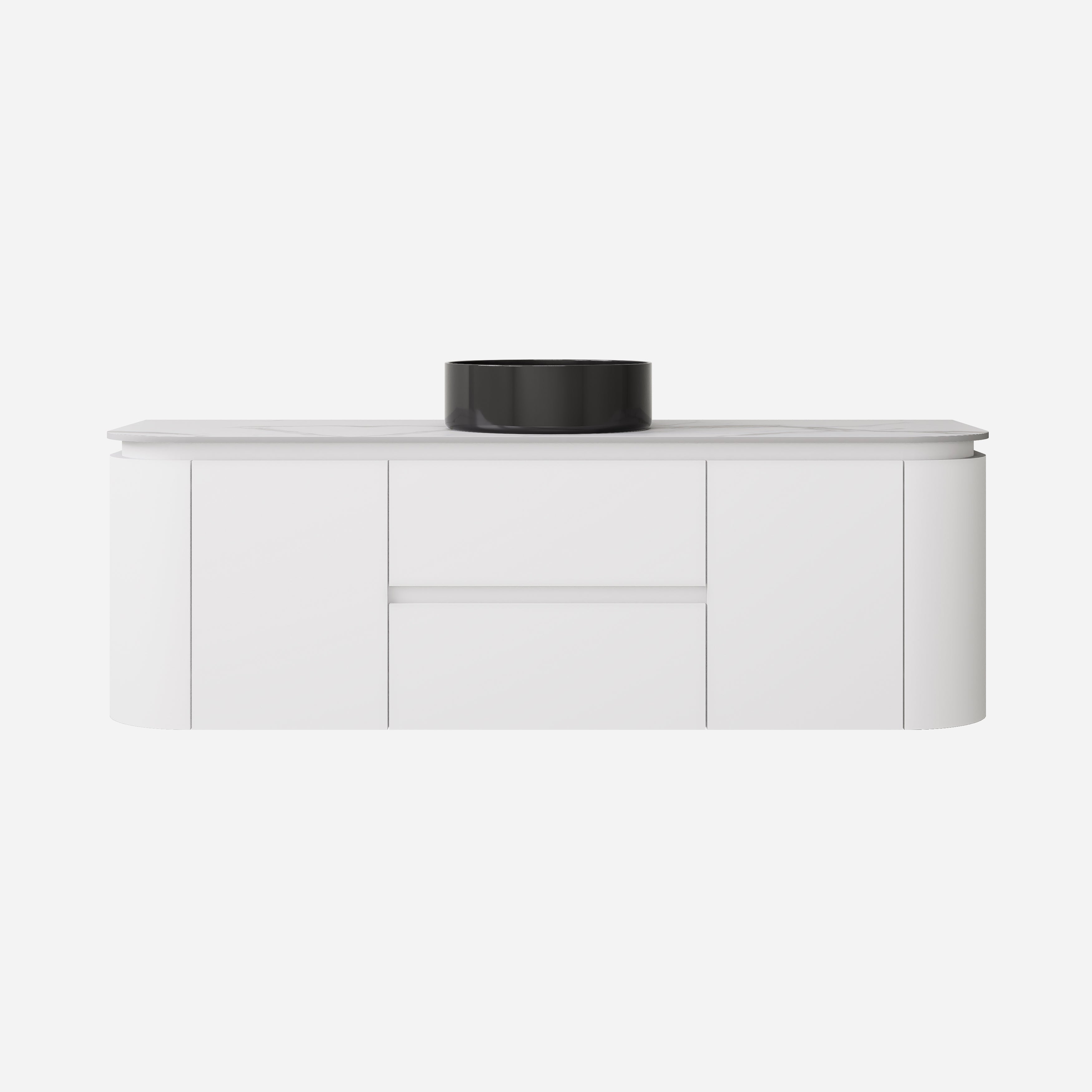 Devito Modern Curve Wall Hung Vanity PVC Cabinet Matte White