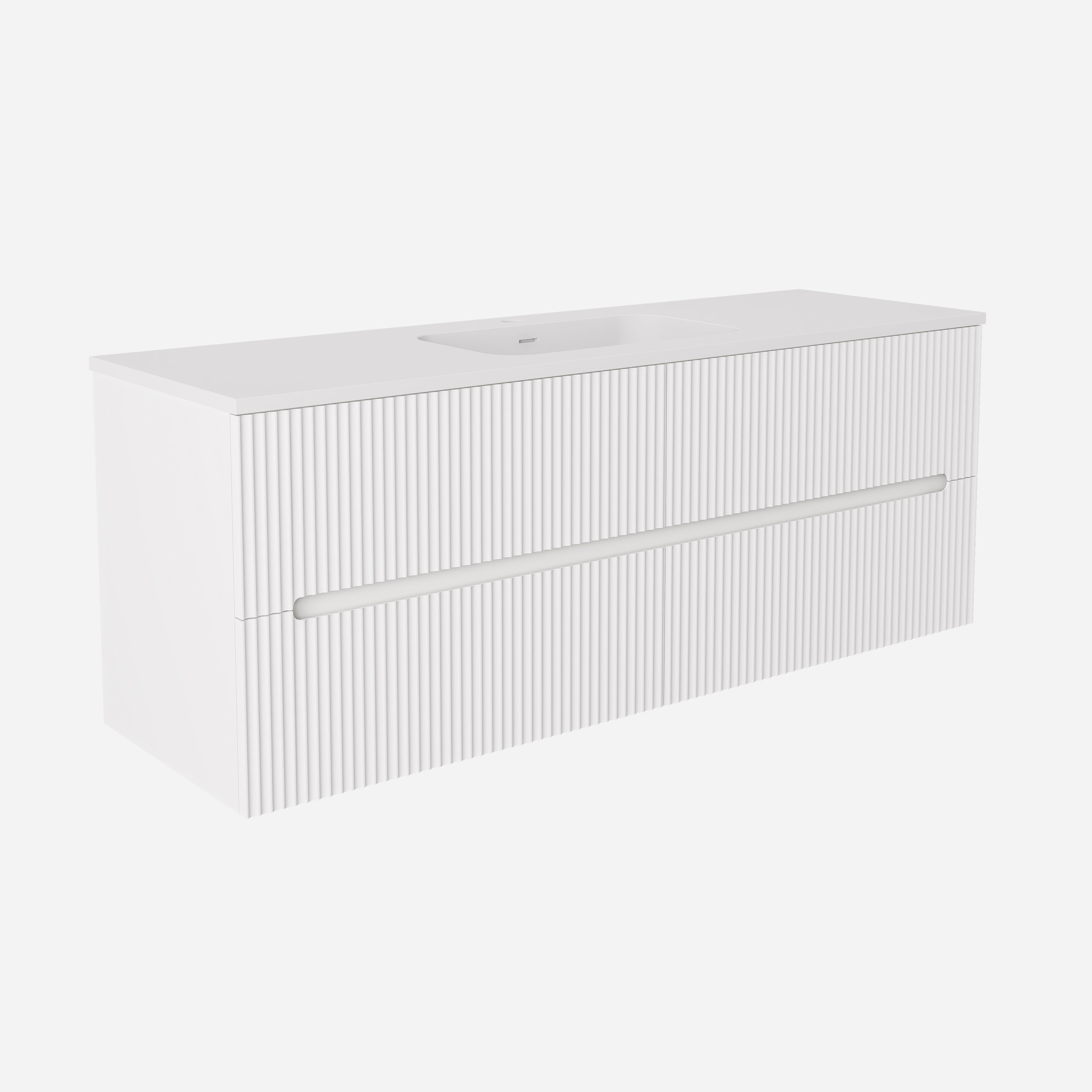 Cabarita Modern Fluted Wall Hung PVC Cabinet Matte White
