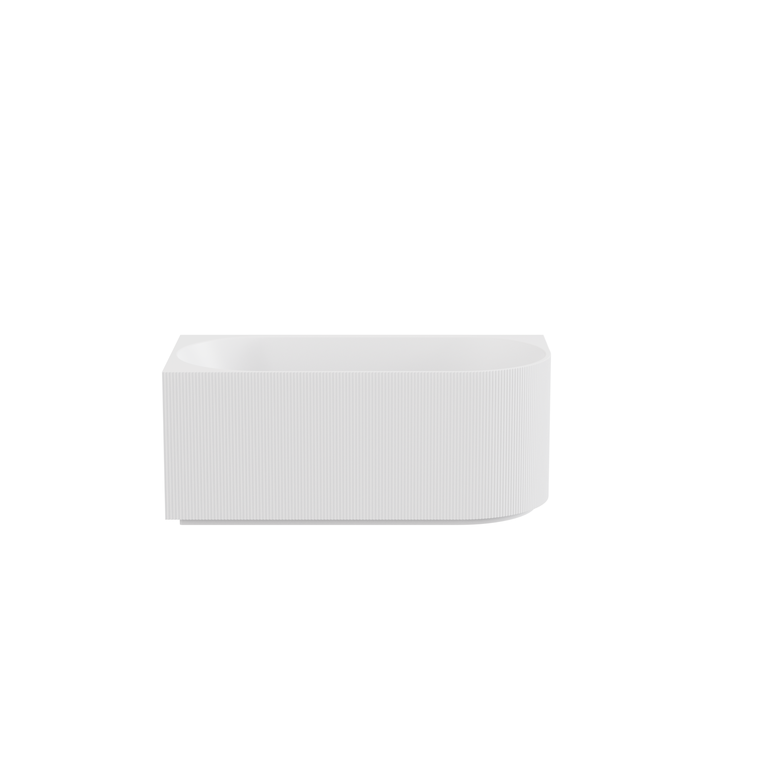 CETO Capri Groove 1500mm Fluted Oval Freestanding Left Corner Bathtub Matte White