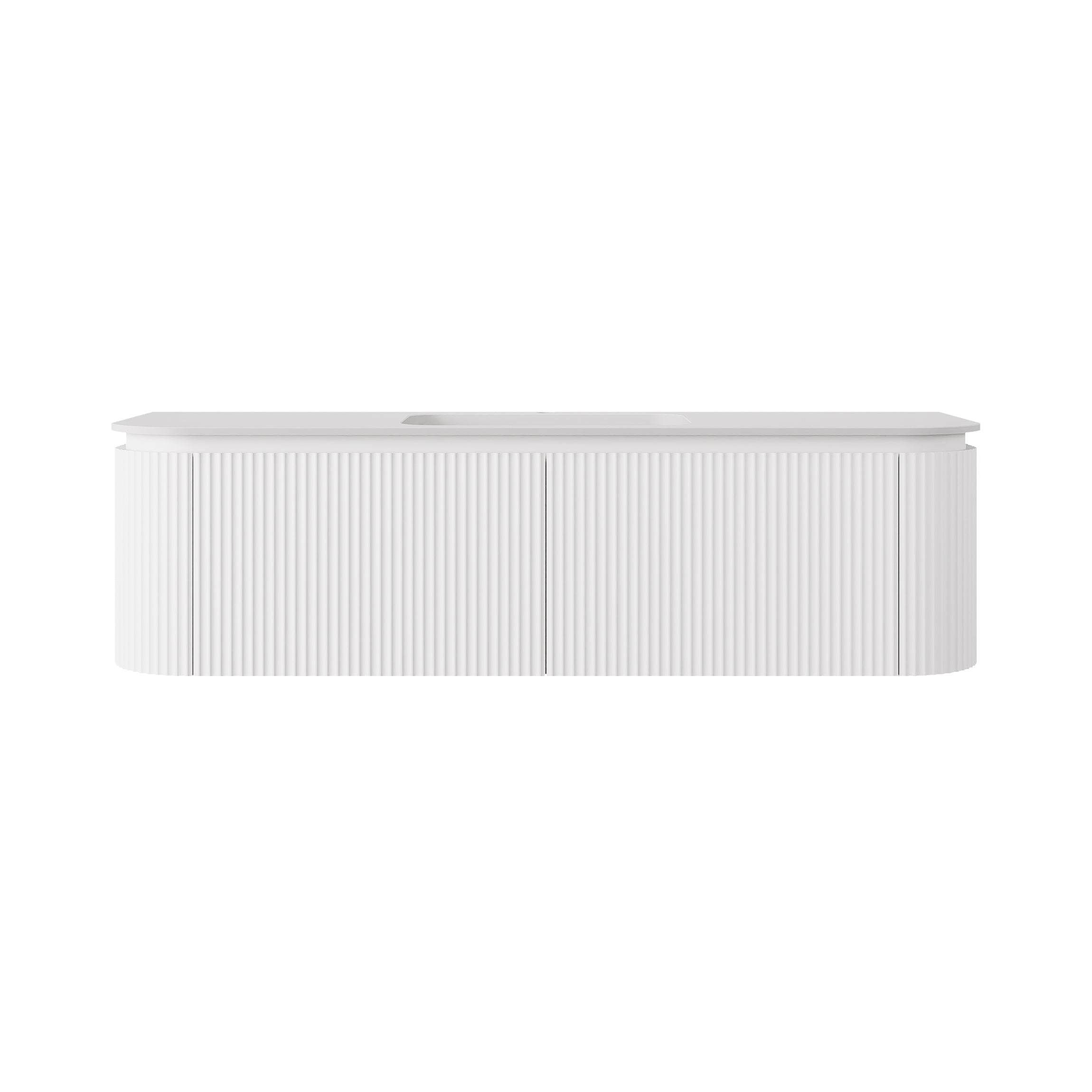 Estella Modern Curve Wall Hung Vanity PVC Cabinet Matte White