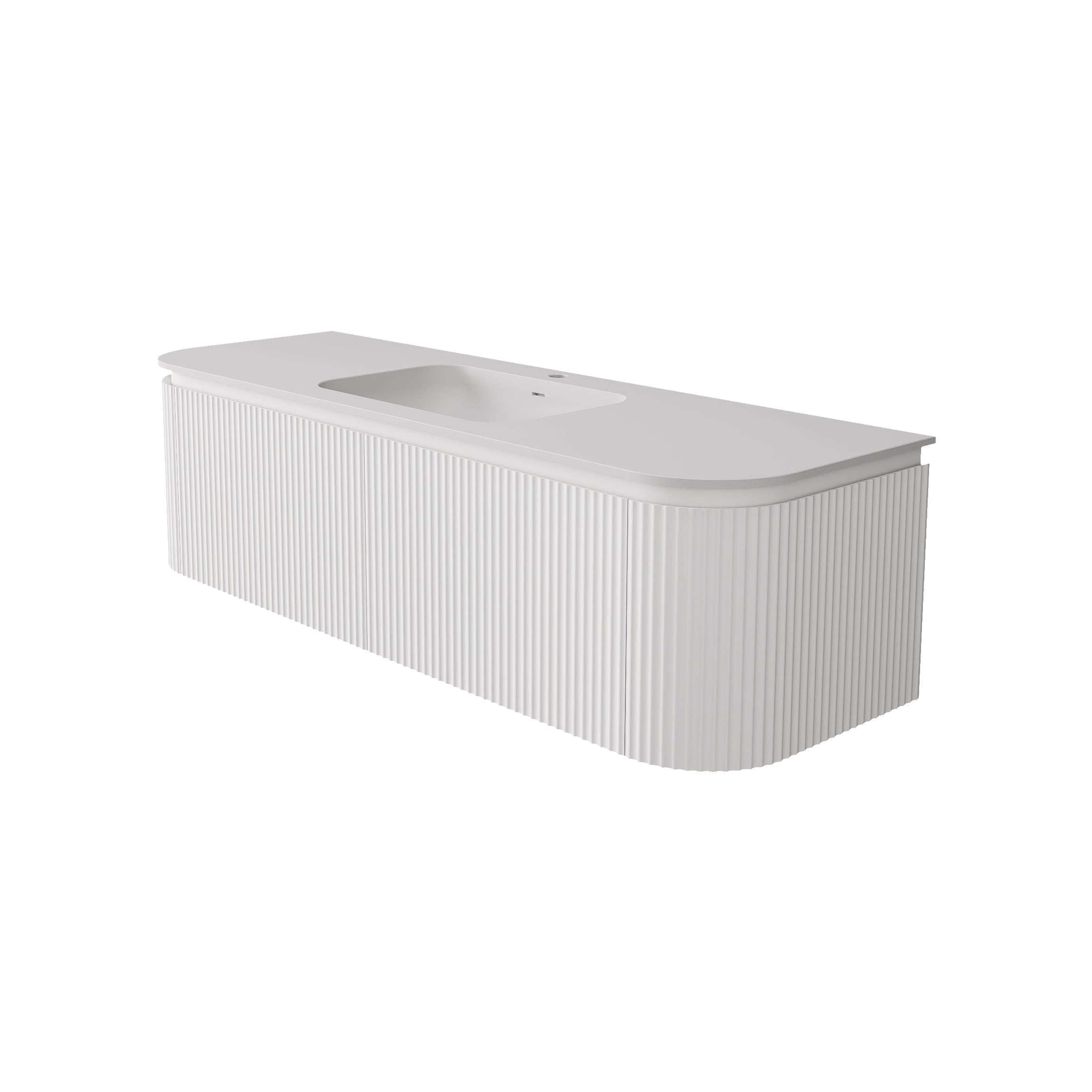 Estella Modern Curve Wall Hung Vanity PVC Cabinet Matte White