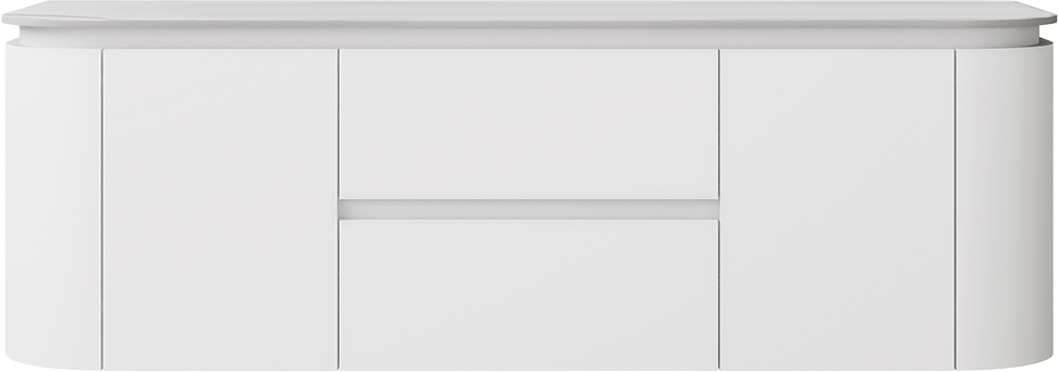 Devito Modern Curve Wall Hung Vanity PVC Cabinet Matte White