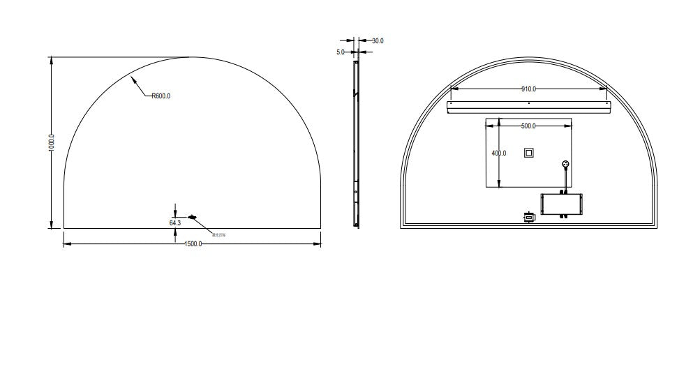 Arco Back Lit Led Mirror Pencil Edge