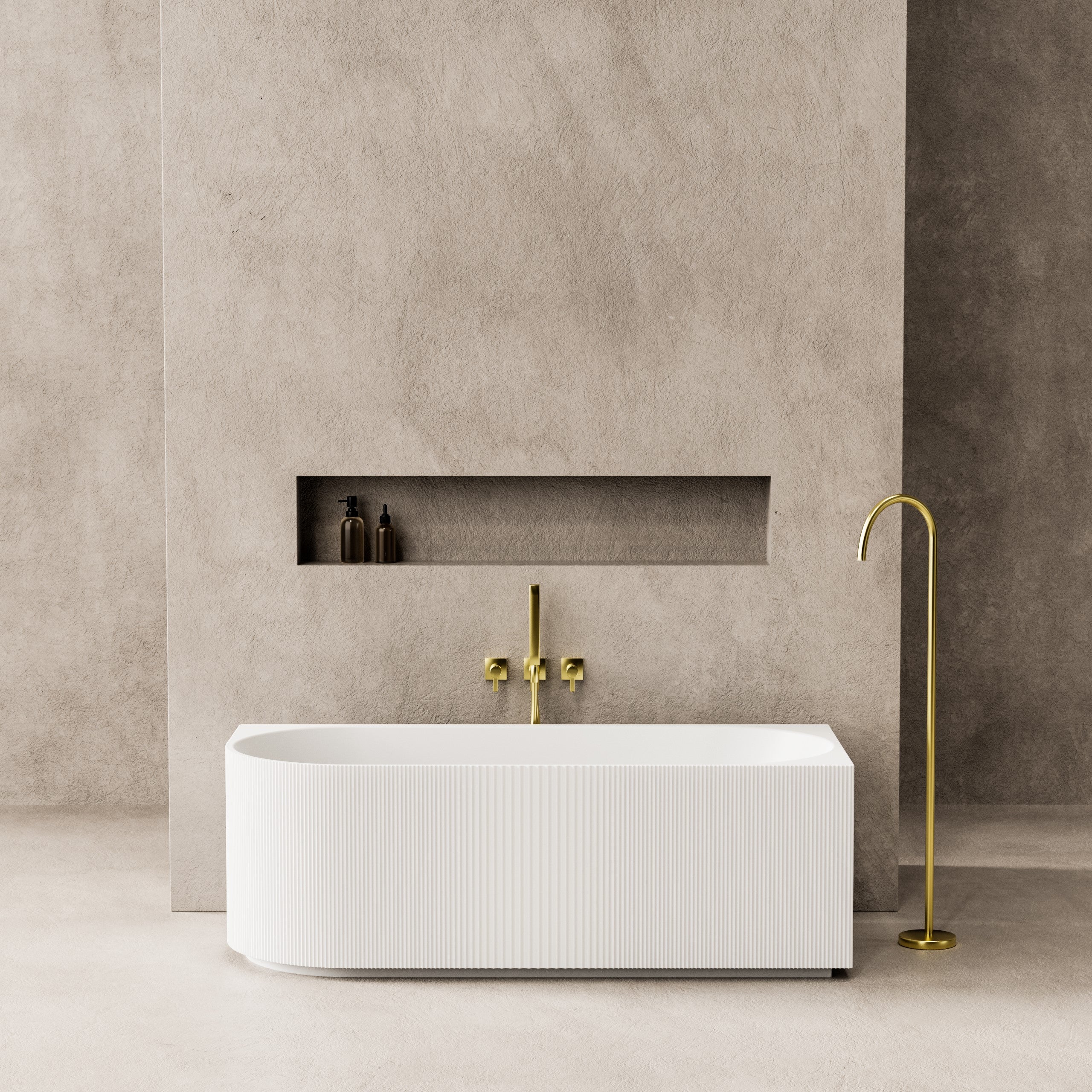 CETO Capri Groove 1700mm Fluted Oval Freestanding Right Corner Bathtub