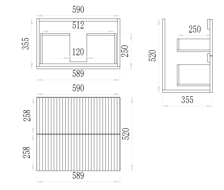 Eden Slim PVC Fluted Waterproof  Wall Hung Bathroom Vanity Classic Oak