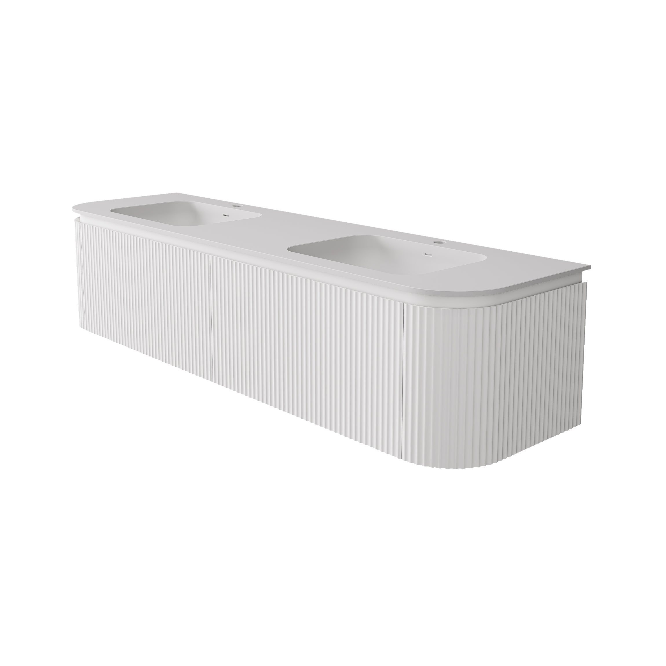 Estella Modern Curve Wall Hung Vanity PVC Cabinet Matte White