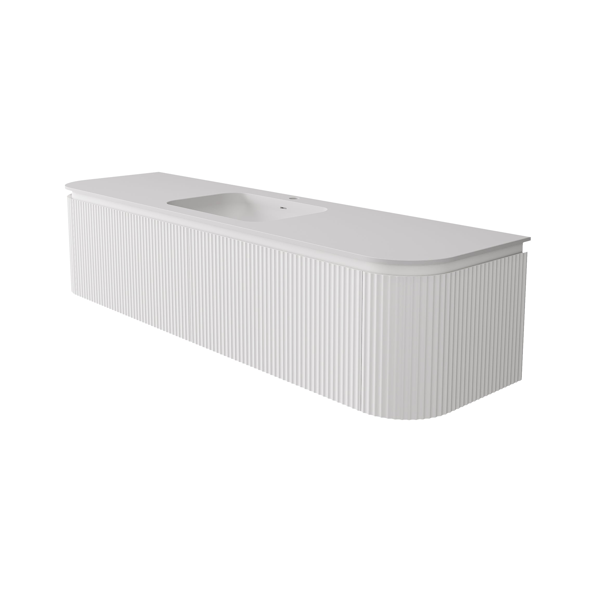 Estella Modern Curve Wall Hung Vanity PVC Cabinet Matte White
