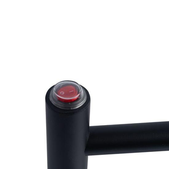 Round Matte Black Electric Heated Towel Rack 4 Bars - Living and Bathroom