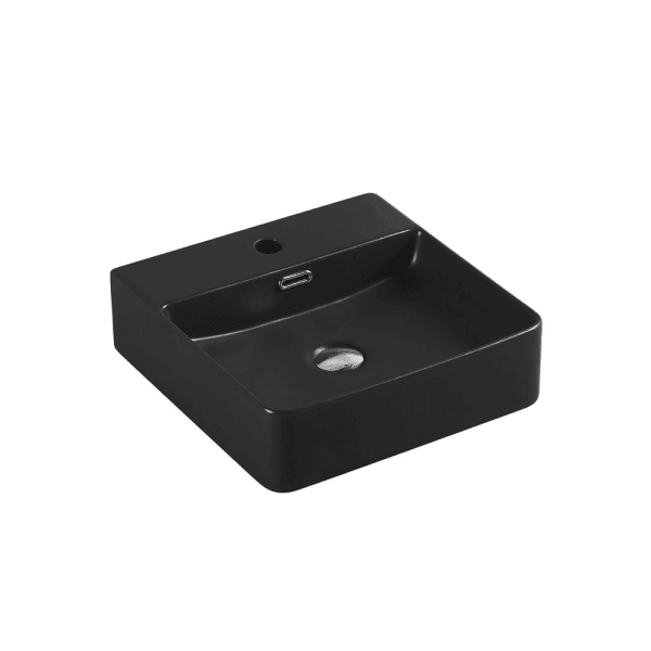 Marsay Matt Black Wall-Hung Basin - Living and Bathroom