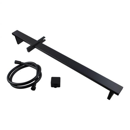 Square Black Sliding Shower Rail without Handheld Shower - Living and Bathroom