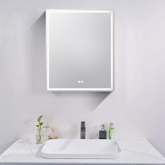 600*720*139mm Silver Brushed Rectangular LED Mirror Shaving Cabinet(Single Door,Anti-Fogging) - Living and Bathroom