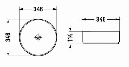Matte Black Fine Ceramic Above Counter Basin 346*346*114mm