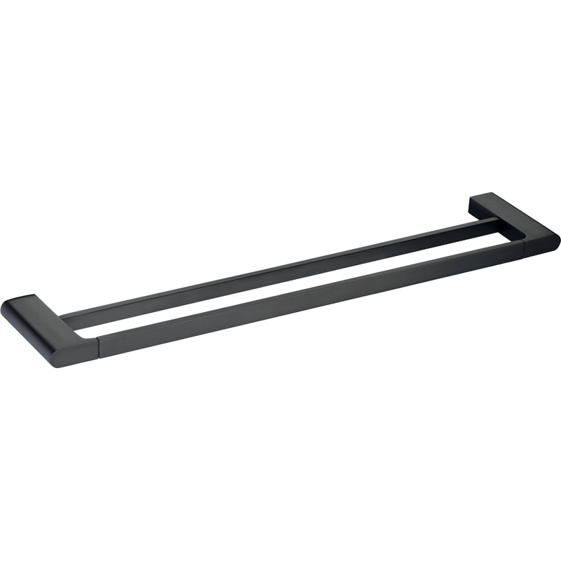 Cora Round Cornered Rectangle Double Towel Rail 600 mm- Matt Black - 5302-600-MB