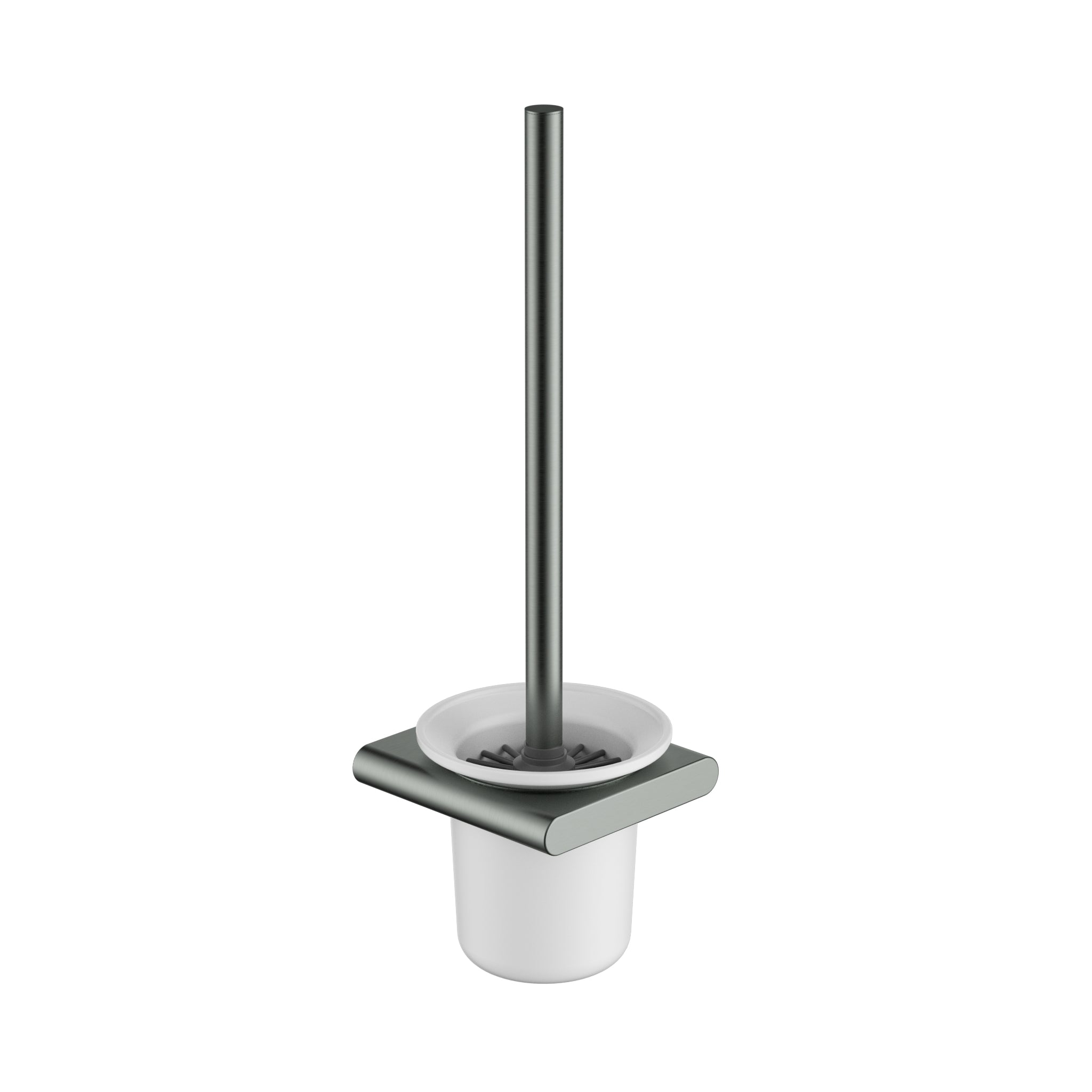 Cora Round Cornered Rectangle Toilet Brush Holder - Gun Metal