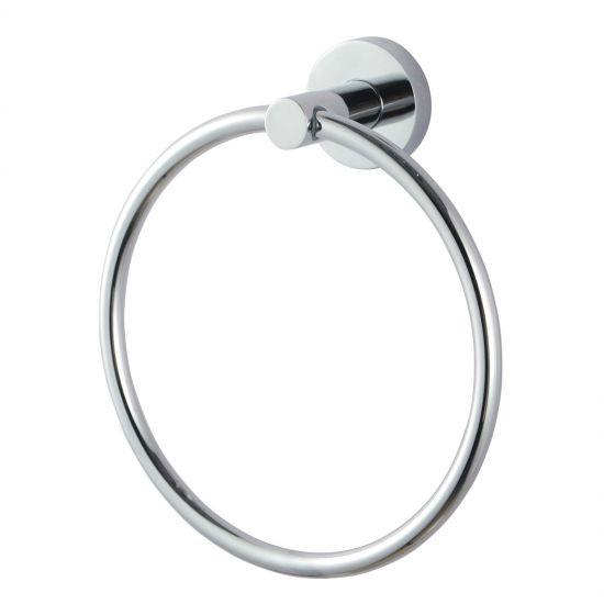 LUCID PIN Round Chrome Hand Towel Ring - Living and Bathroom