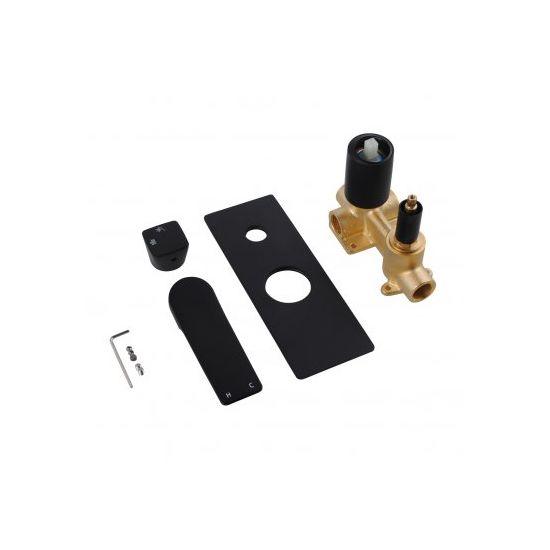 RUSHY Square Black Wall Mixer With Diverter - Living and Bathroom
