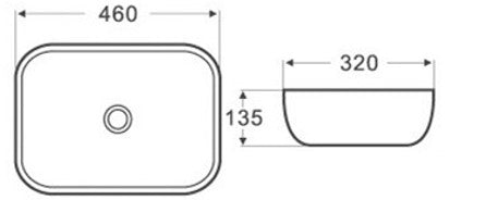 Matte White Above counter basin 460*320*135mm