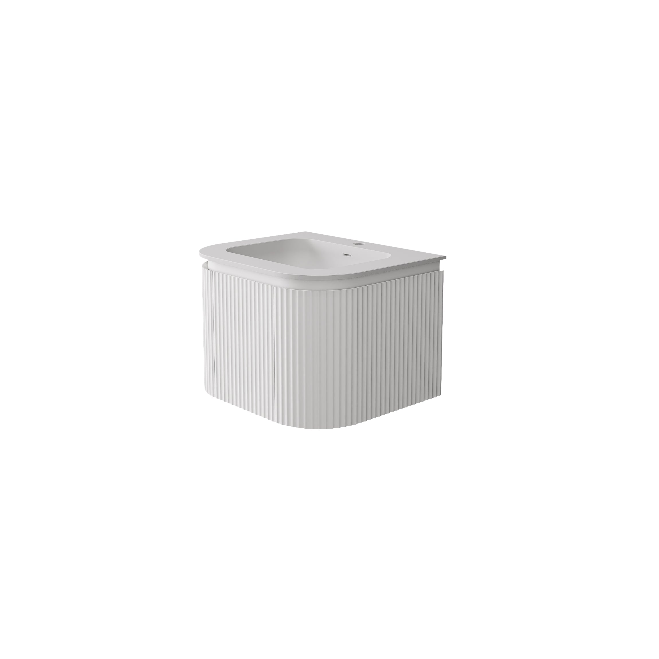 Estella Modern Curve Wall Hung Vanity PVC Cabinet Matte White