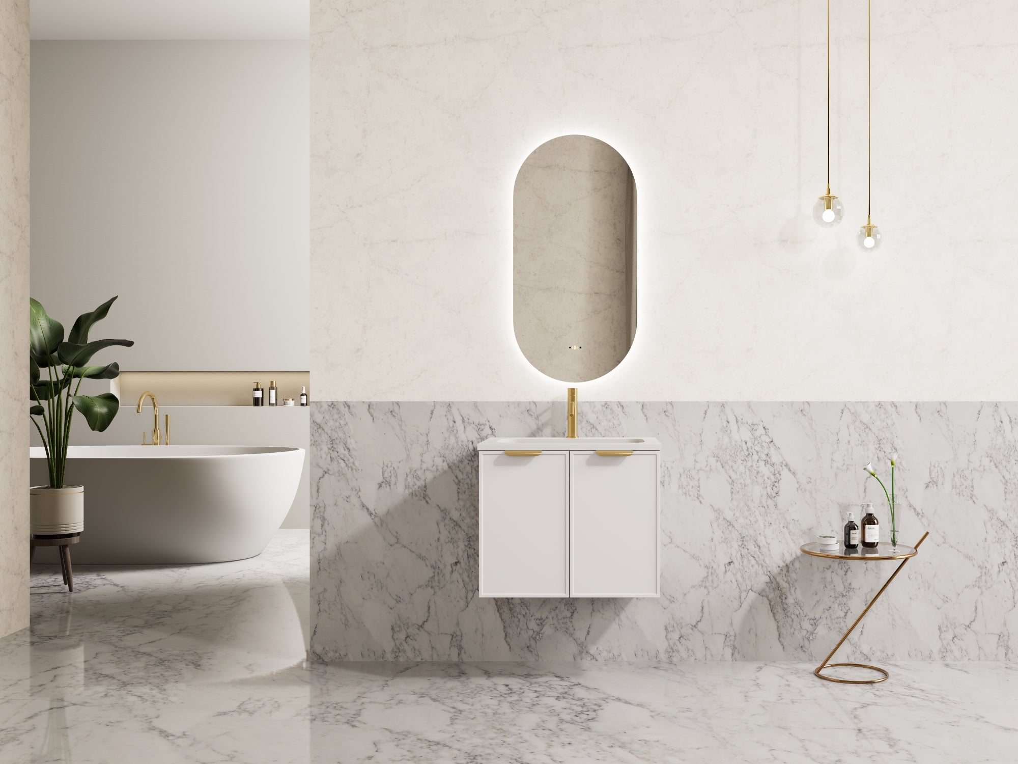 Miami PVC Waterproof Wall Hung Bathroom Vanity Matte White