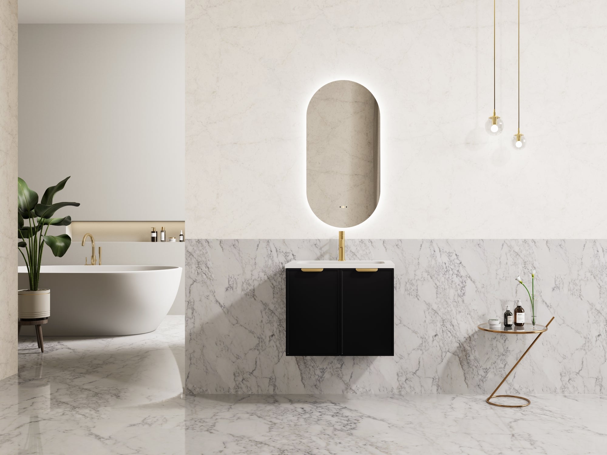 Miami PVC Waterproof Wall Hung Bathroom Vanity Matte Black