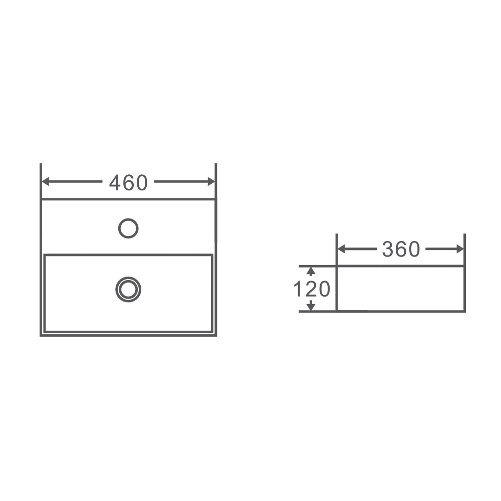 Kube 46M Wall-Hung Basin - Living and Bathroom