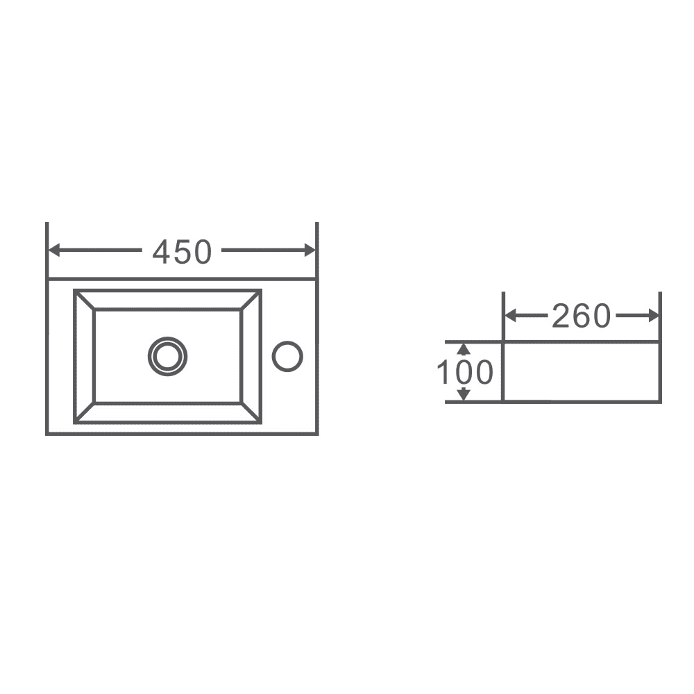 Mini 45R Compact Wall Hung Basin - Living and Bathroom