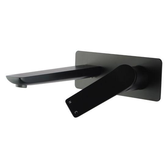 RUSHY Series Square Black Wall Mixer with Spout(color up)(with extension) - Living and Bathroom