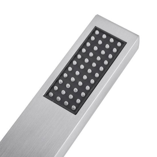 Brushed Nickel Brass Square Handheld Shower Spray Head - Living and Bathroom