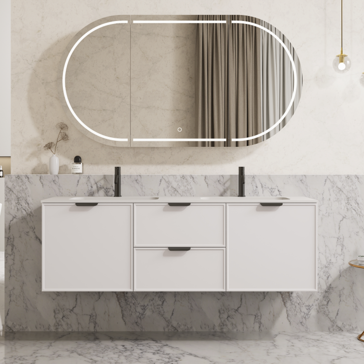 Miami PVC Waterproof Wall Hung Bathroom Vanity Matte White