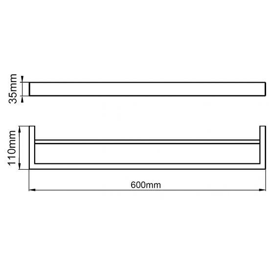 IVANO Series Square Black Double Towel Rail 600mm - Living and Bathroom
