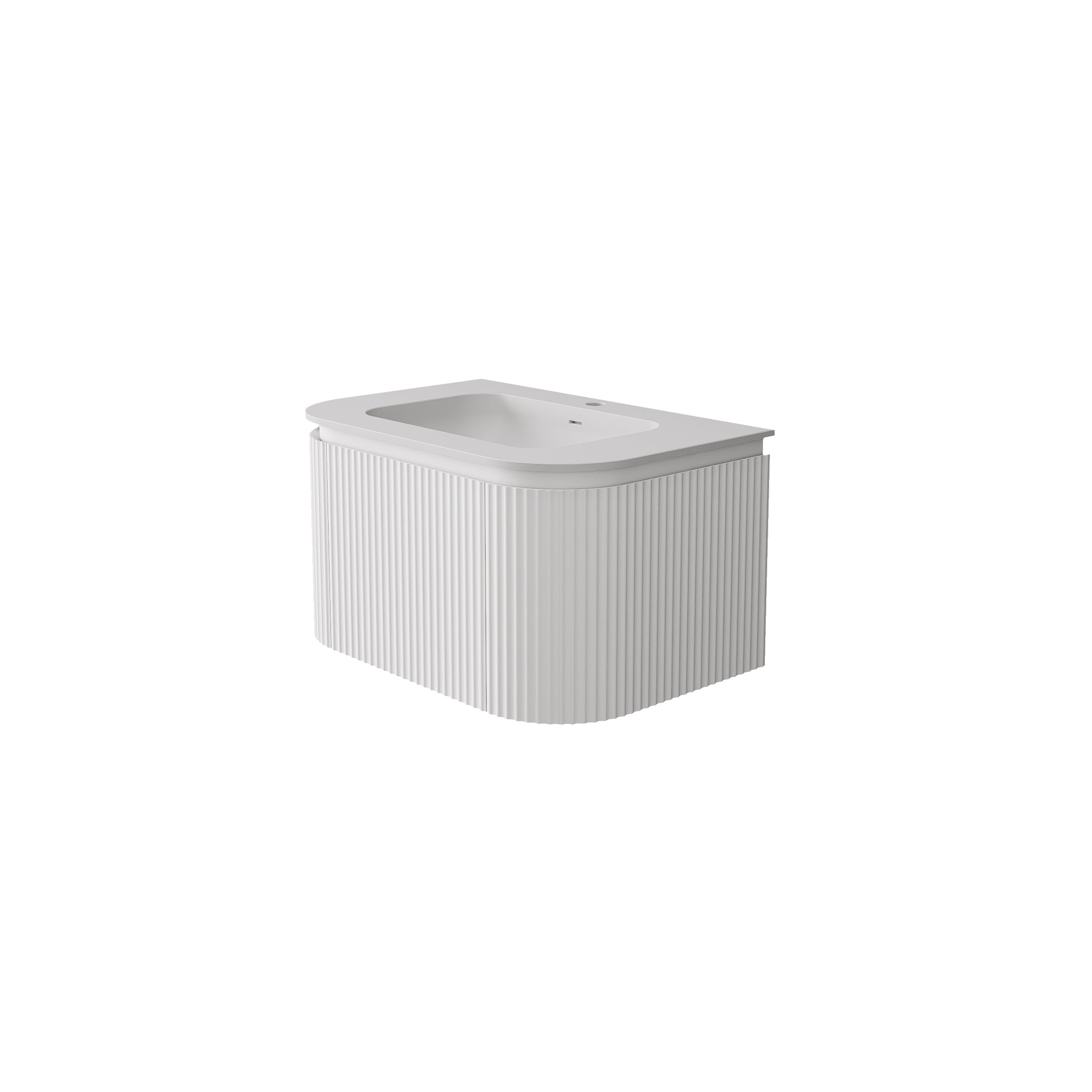 Estella Modern Curve Wall Hung Vanity PVC Cabinet Matte White
